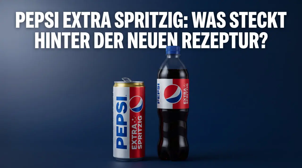 Pepsi Extra Spritzig: Pepsi-Flasche im Retro-Look mit dem Schriftzug „Extra Spritzig“ auf dem Etikett