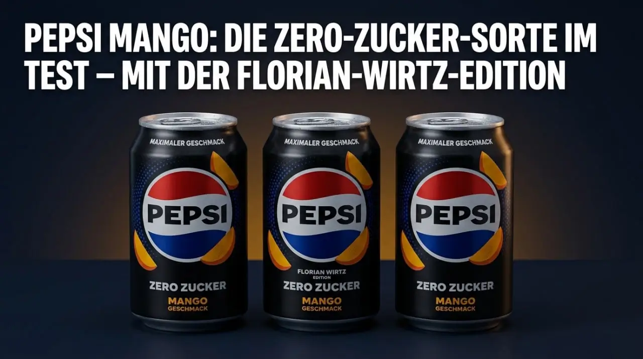Pepsi Mango: Dose Pepsi Zero Zucker Mango, die zuckerfreie Pepsi mit Mango-Note aus der Florian-Wirtz-Edition