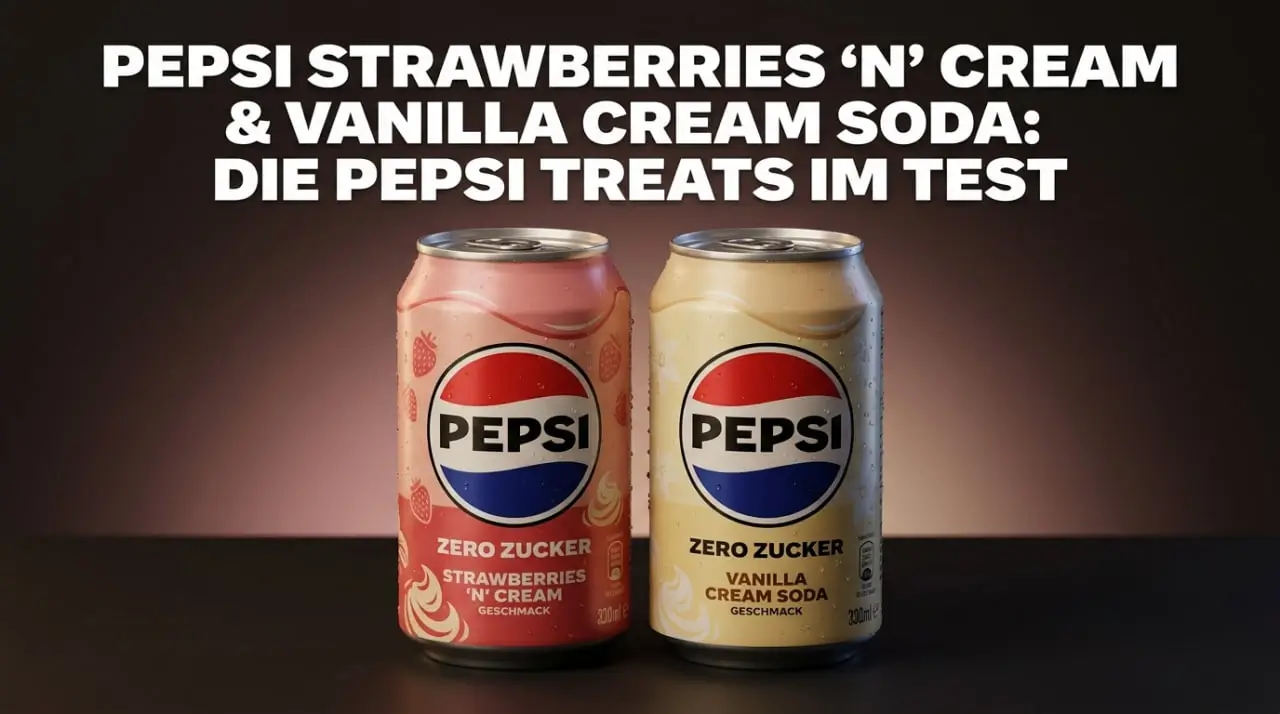 Pepsi Strawberry Cream und Pepsi Vanilla Cream Soda: zwei Dosen der zuckerfreien Pepsi Treats mit Erdbeer-Sahne- und Vanille-Geschmack